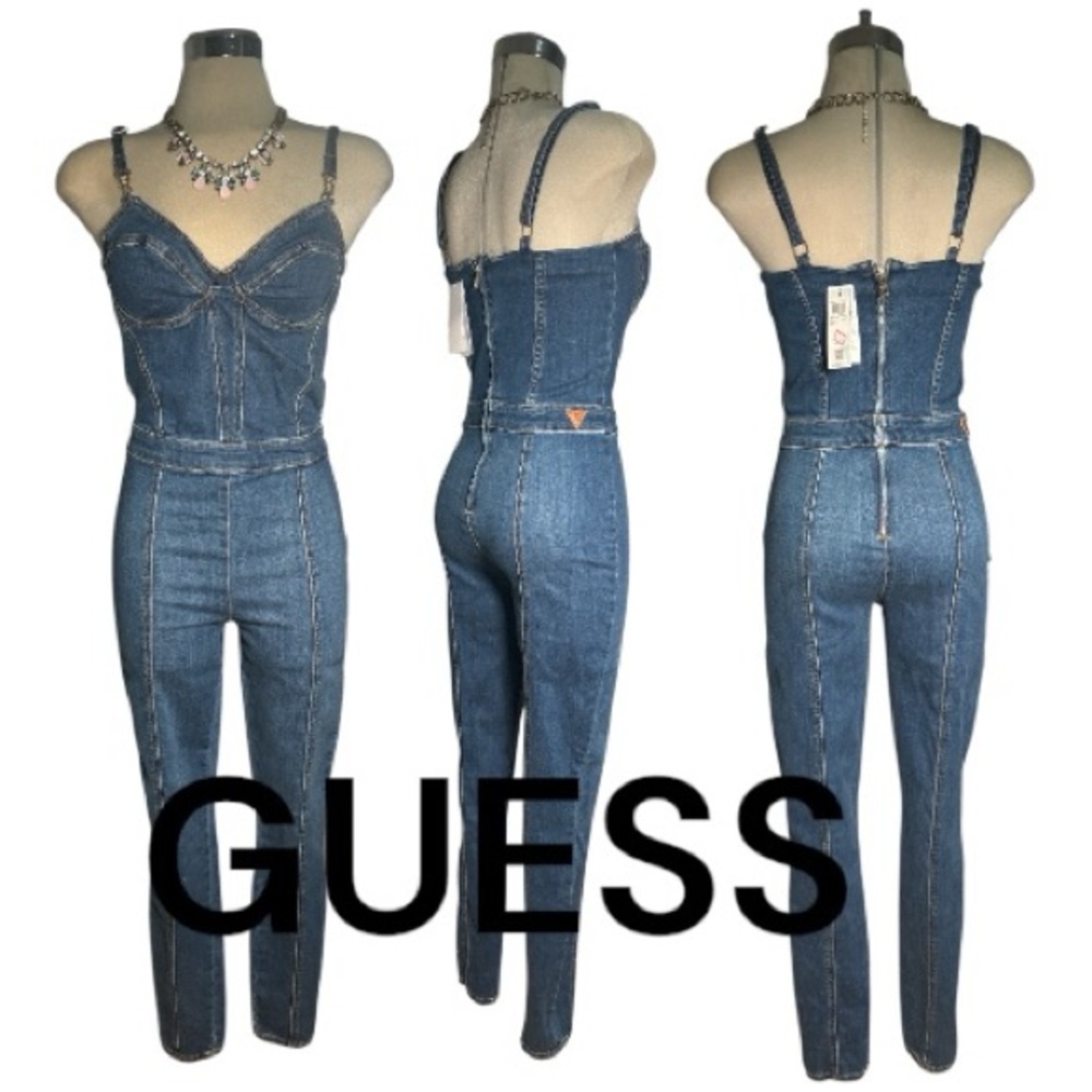 New GUESS Women's Blue Denim Overalls Size S